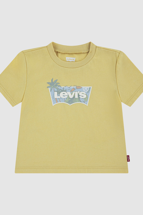 babykleding eerste jaar - Levi's Baby High Tide Batwing T-shirt in Raffia Geel