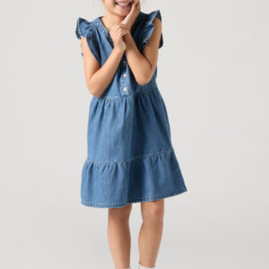 Levi's Flutter Sleeve Jurk voor Meisjes in Blauw Denim
