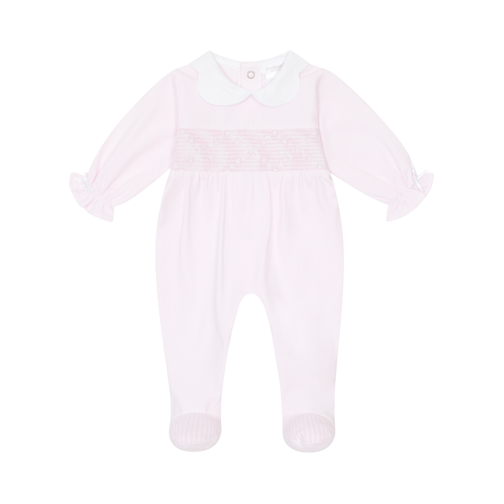 babykleding eerste jaar - Deolinda Roze Babypakje met Geborduurde Details en Kraagje