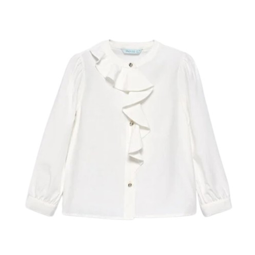 kinderjeans kopen - Abel & Lula Crème Blouse met Verfijnde Rozeledetails