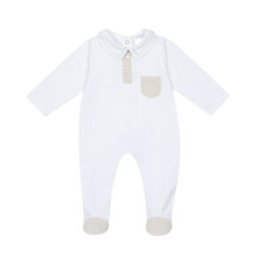 Deolinda Wit Babypakje met Stijlvolle Zandkleurige Details