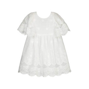 Mayoral Witte Broderie Jurk voor Meisjes met Bloemenpatroon