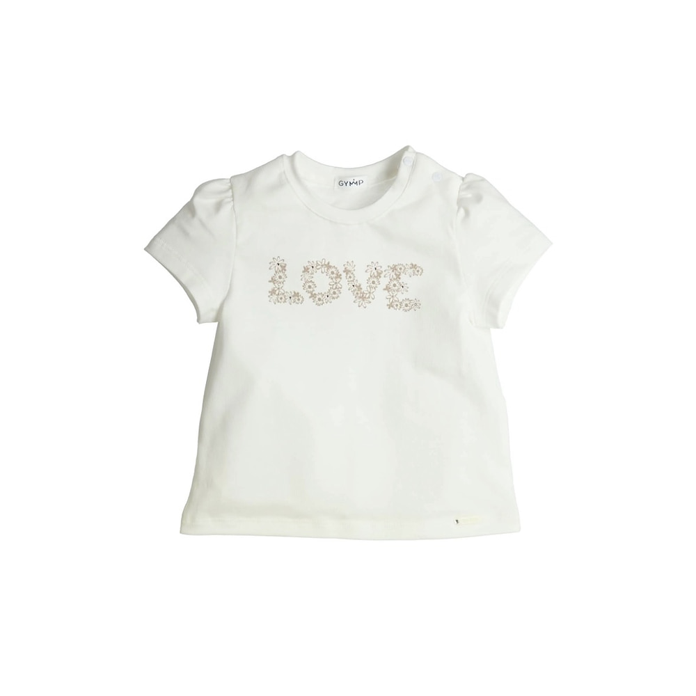 bellabambina kinderkleding - Gymp T-shirt korte mouw Love - Crèmekleurig katoen