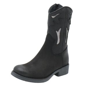 GIGA Westernlaars voor Meisjes in Zwart Nubuck met Zilver