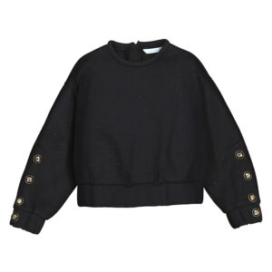 Abel & Lula Zwarte Sweater met Strass en Knoopdetails