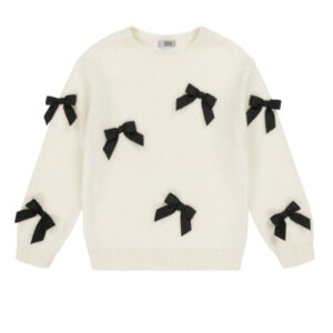 Dr. Kid Crème Sweater met Zwarte Strikjes voor Kinderen