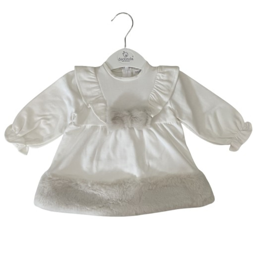 Deolinda Creme Jurk met Bontdetails voor Meisjes