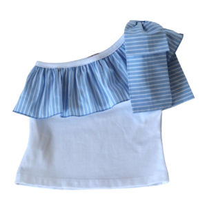 Phi Witte Top met Gestreepte Strikdetail voor Kinderen