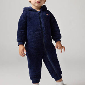 Levi's Baby Sherpa Coverall met berenoortjes - Marineblauw