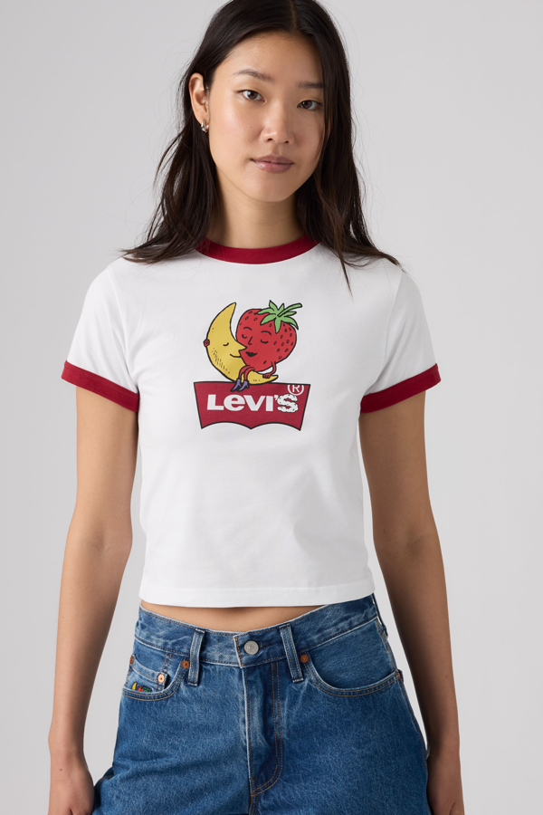 Levi's x Sky High Farm Ringer T-shirt met speelse aardbeiprint