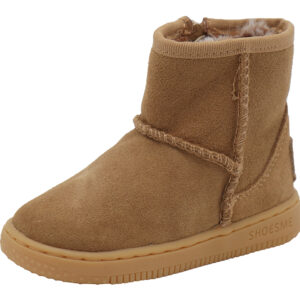 Shoesme Baby Proof Cognac Suede Enkellaarsje met Vachting