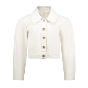 Le Chic off-white denim jasje voor meisjes met roezelkraag
