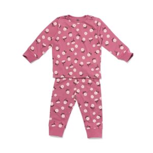 HEMA Babypyjama bloemen voor jongens donkerroze
