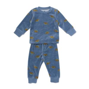 HEMA Babypyjama velours dino blauw voor jongens