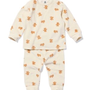 HEMA Babypyjama velours voor jongens in het naturel